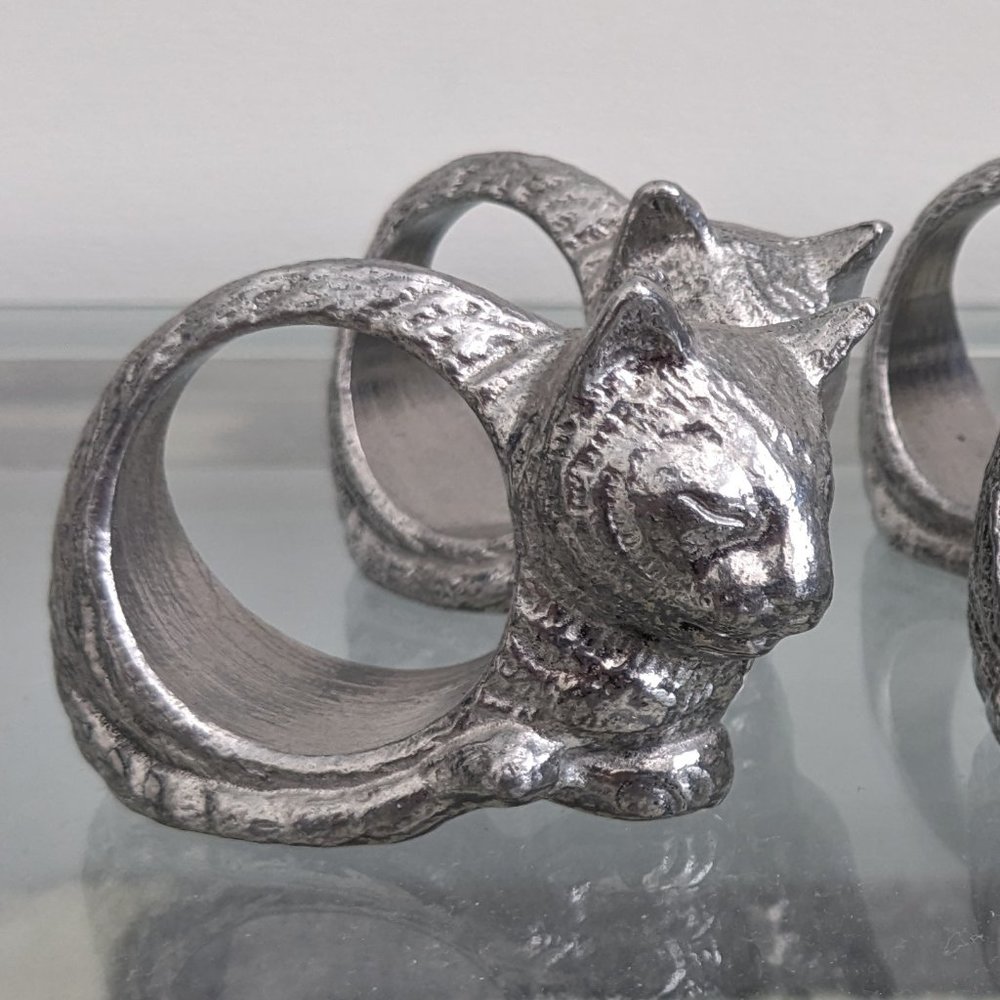 ARTHUR COURT Set of 10 Vtg Sleepy Kitten Cat Napkin Rings Kitty Cats Lover - Picture 7 of 15
